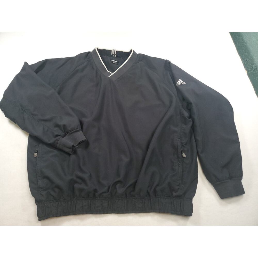 Adidas ClimaShell XL Windbreaker Pullover Navy Blue Pockets Zippers V-Neck